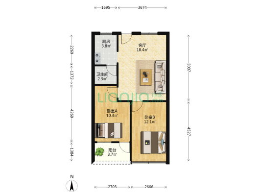 张槎四路 2室1厅1卫 58平方