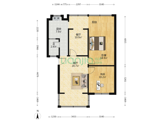 菽香里社区 2室2厅1卫 81平方