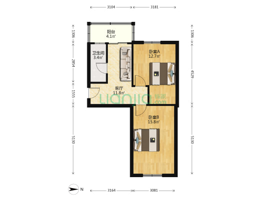 宜兰里 2室1厅1卫 59平方