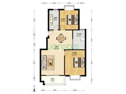 如意山水三期 2室1厅1卫 91平方