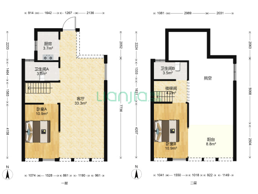 华悦柠檬圈子 2室1厅2卫 96平方
