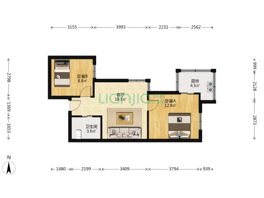 金环大厦 2室1厅1卫 66平方