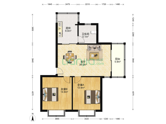 丰怡苑 2室1厅1卫 87平方