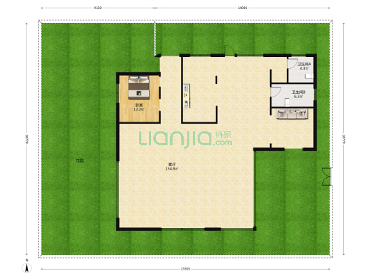 一亩园 1室1厅2卫 210平方