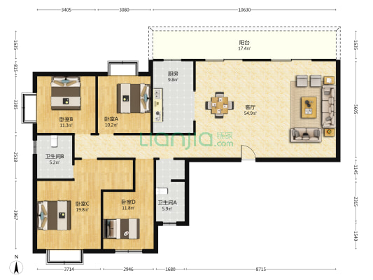 梅溪名邸 4室1厅2卫 181平方