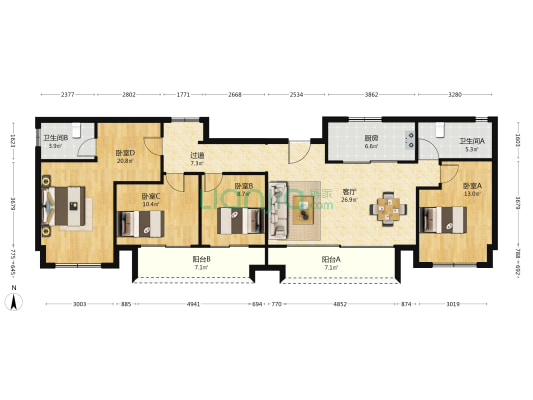 玖珑台 4室1厅2卫 142平方