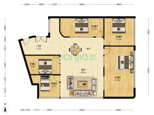 新景地 5室1厅0卫 199平方