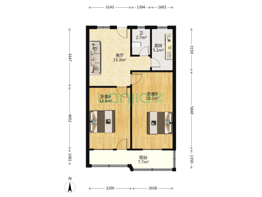 四达大厦 2室1厅1卫 66平方
