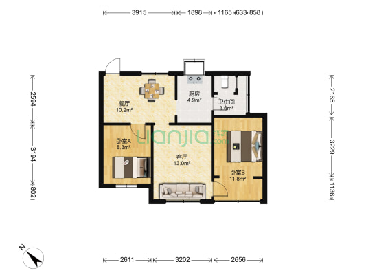 宝山南路144号 2室2厅1卫 63平方