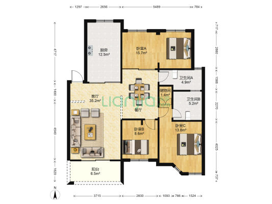 闽都大庄园 3室1厅2卫 127平方