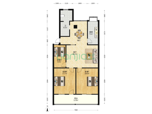 武昌大道377号 3室1厅1卫 126平方