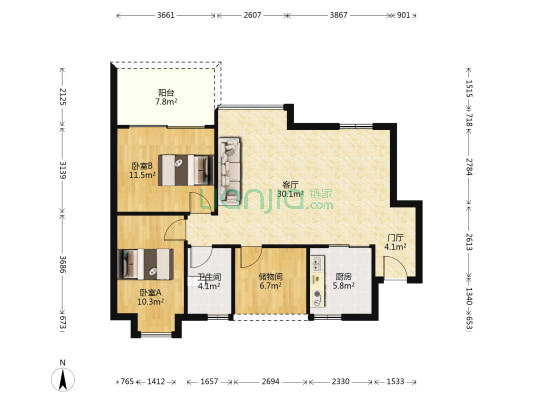 碧桂园天麓山一期 2室1厅1卫 93平方
