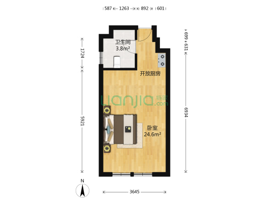 中海御湖翰苑 1室0厅1卫 45平方