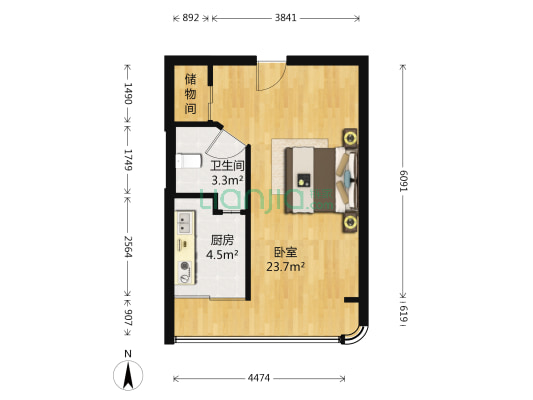 锦府桃源 1室0厅1卫 38平方