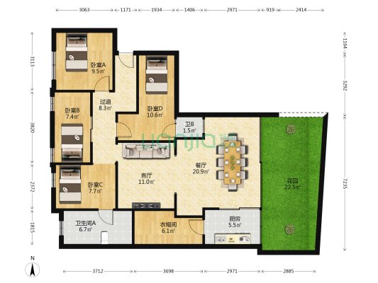 鼓新路 4室2厅2卫 71平方