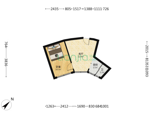 惠信花园 1室1厅1卫 40平方