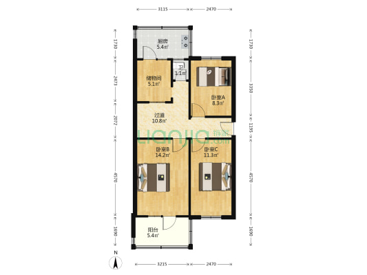 林兴里春光楼 3室0厅1卫 70平方