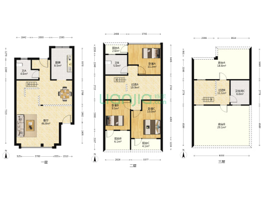 大桥新村 3室1厅3卫 179平方