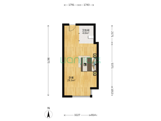 锦源公寓 1室0厅1卫 48平方