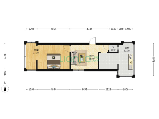 人民西路151号 1室1厅1卫 38平方