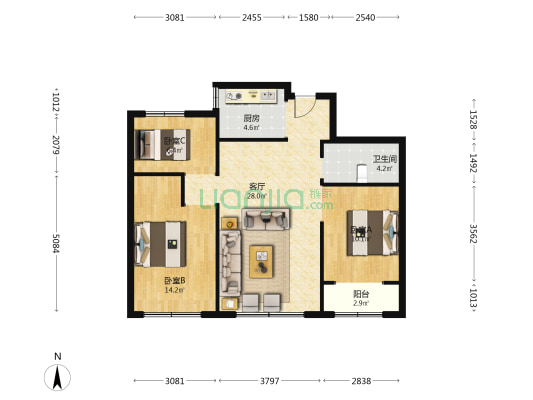 云溪九城 3室1厅1卫 103平方