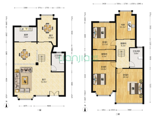 天地华庭 4室2厅2卫 195平方