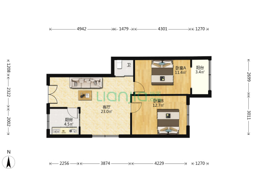 春玉小区 2室1厅1卫 61平方