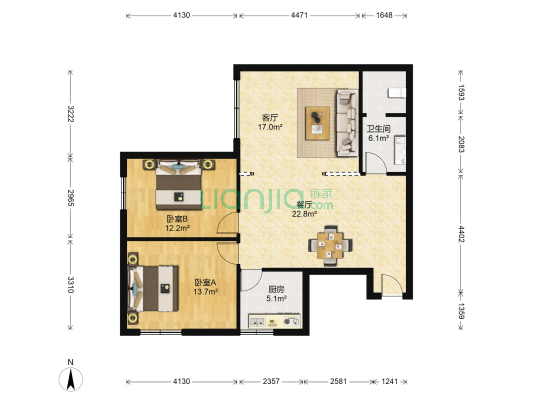 EE康城东区 2室2厅1卫 98平方