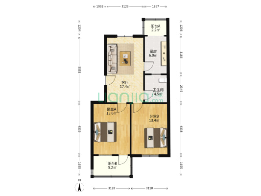 仪表厂生活小区 2室1厅1卫 75平方