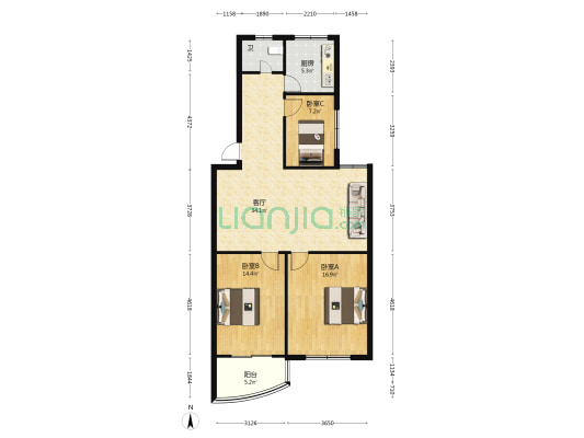 宅东安置小区 3室1厅1卫 101平方