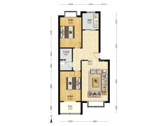 宏远景园带装修南北通透两居室，低楼层-涿州宏远景园户型图