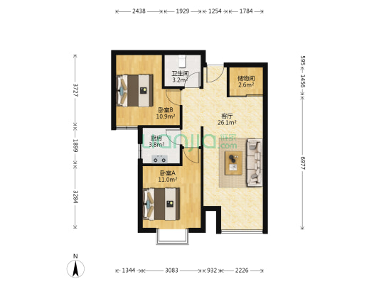 宏昇华庭 2室1厅1卫 78平方