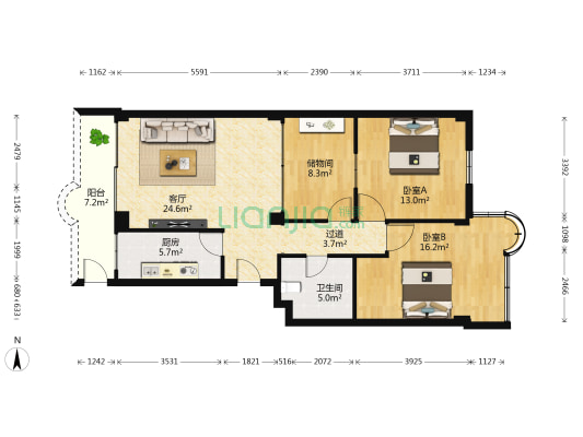 海燕新村 2室1厅1卫 95平方