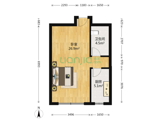 万科公园大道东区 1室0厅1卫 55平方