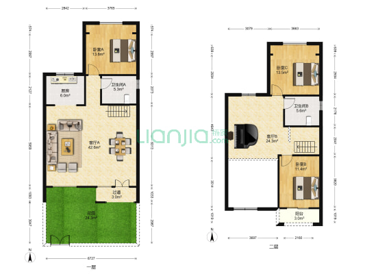 中海海泰雅苑 3室2厅2卫 148平方
