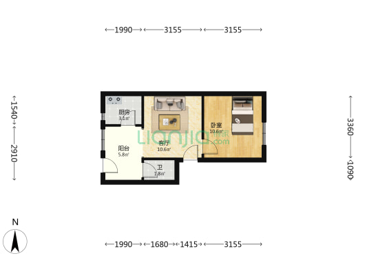 新光路18号 1室1厅1卫 43平方