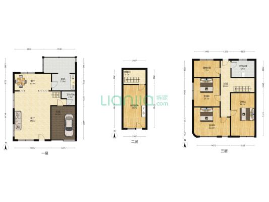 卧龙别墅 3室2厅2卫 218平方