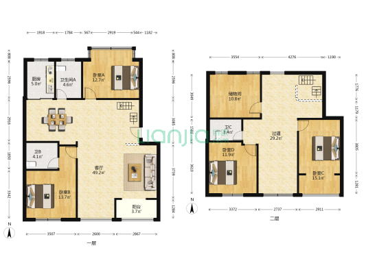 绿荷苑西 4室1厅3卫 168平方