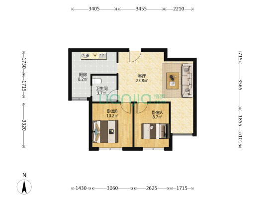 新晟宝邸 2室1厅1卫 79平方