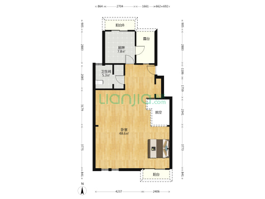 龙湖滟澜山二期 1室0厅1卫 86平方