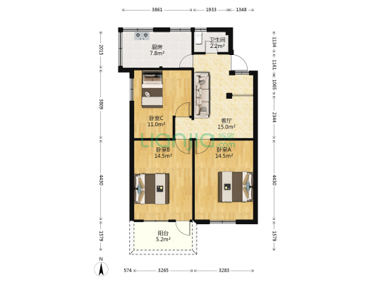 福建省机械科学研究院南区 3室1厅1卫 80平方