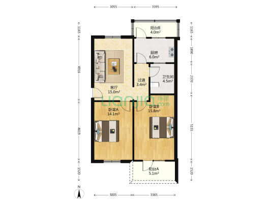 工农湾15到17号 2室1厅1卫 79平方