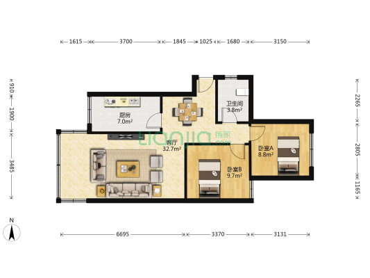 华联小区 2室1厅1卫 75平方