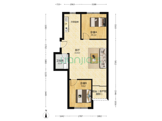 枫叶园 2室1厅1卫 78平方