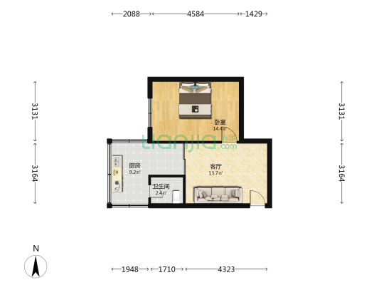 观文巷5号 1室1厅1卫 54平方