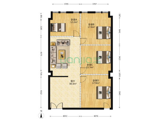 尚泽国际 4室1厅0卫 137平方