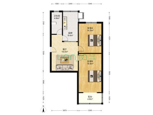 南长街 2室1厅1卫 79平方