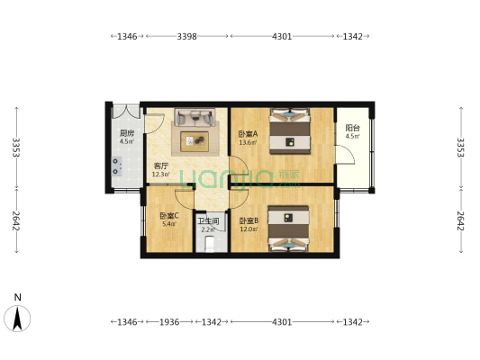 新民街36号 3室1厅1卫 65平方