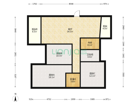 柏景湾 2室1厅1卫 115平方