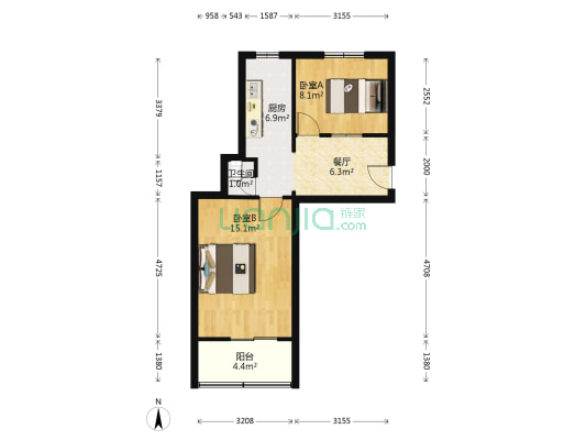 钢北里 2室1厅1卫 50平方
